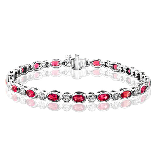 Alternating Ruby and Diamond Bracelet