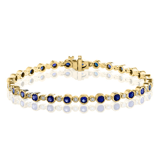 Alternating Bezel Sapphire and Diamond Bracelet