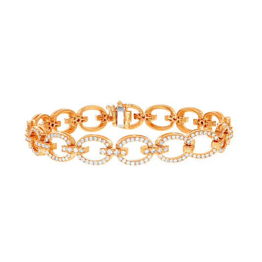 Diamond Link Style Bracelet in Rose Gold