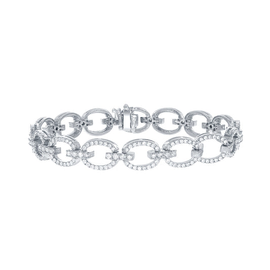 Diamond Link Style Bracelet in White Gold