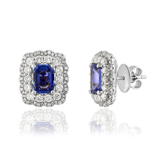 Sapphire Halo Stud Earrings