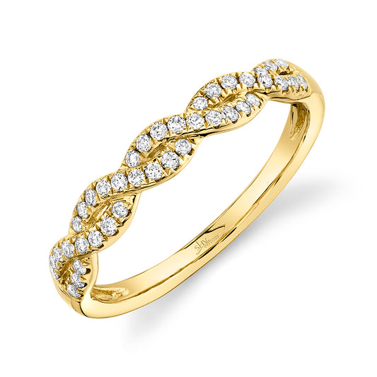 Yellow Gold And Diamond Braided Ring