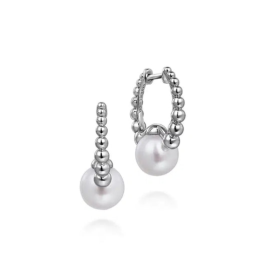 Sterling Silver Pearl Bujukan Huggie