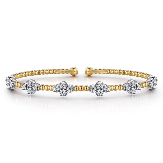 14K White-Yellow Gold Bujukan Diamond Bangle