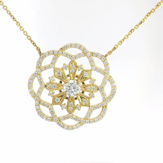 Yellow Gold Scalloped Medallian Pendant
