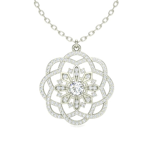 White Gold Scalloped Medallian Pendant