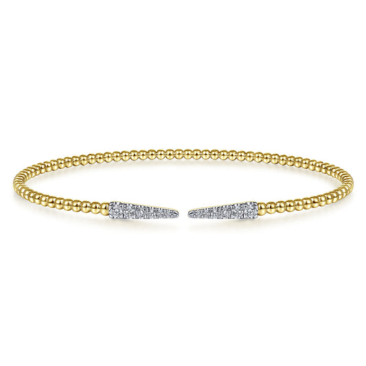 14K Yellow Gold Bujukan Diamond Spikes Split Bangle