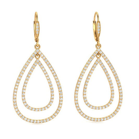 Yellow Gold Pear Shape Drop Earrings