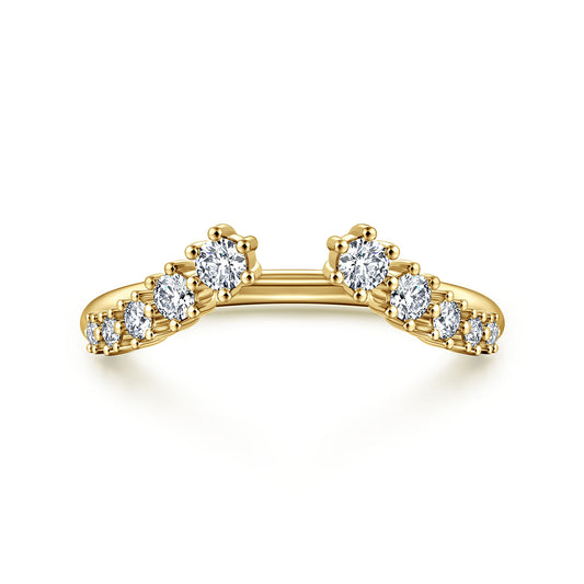Curved 14K Yellow Gold Open Diamond Anniversary Ring