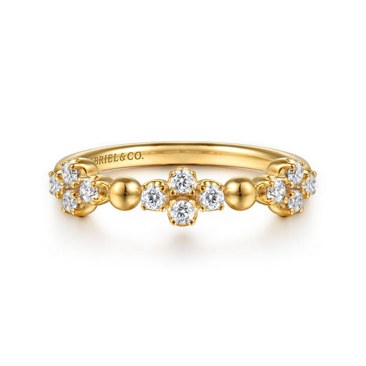 14K Yellow Gold Bujukan and Diamond Clover Stackable Ring