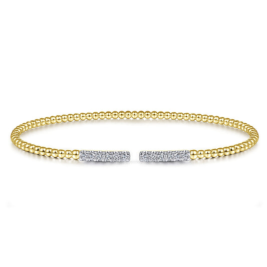 14K Yellow Gold Bujukan Diamond Bars Bangle