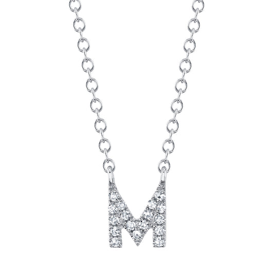 Small White Gold Initial Necklace