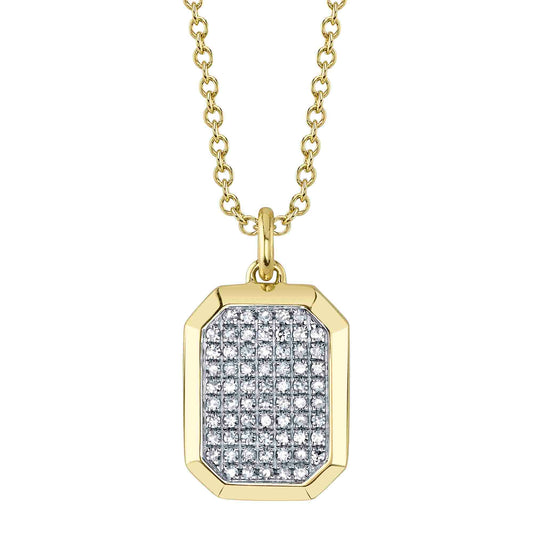 Yellow Gold Pave Diamond Dog Tag