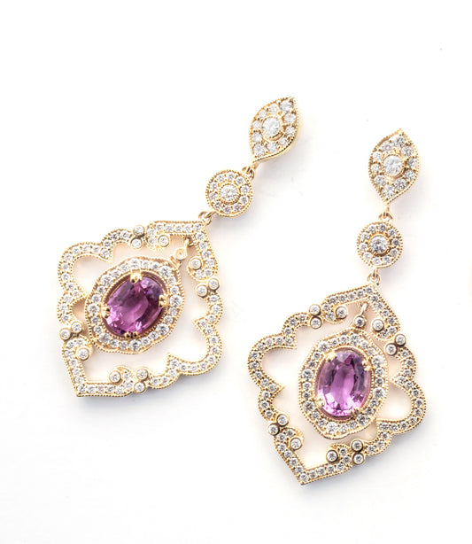 Pink Tourmaline Fancy Earrings
