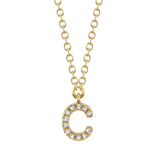 Small Yellow Gold Initial Necklace