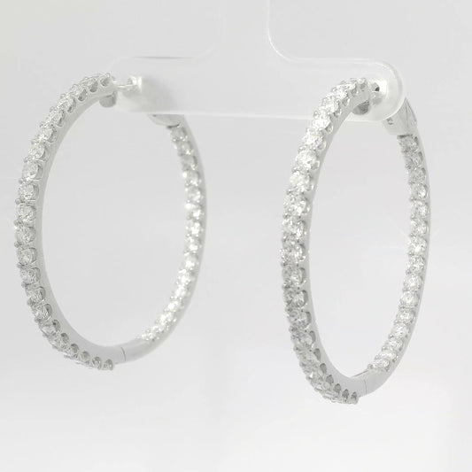 14k White Gold 5ct Diamond Hoops