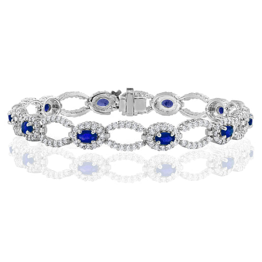 Sapphire and Diamond Link Style Bracelet