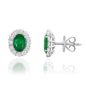 Emerald Halo Stud Earrings