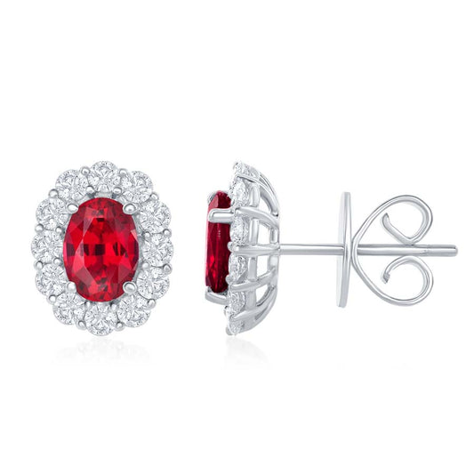 Ruby Halo Stud Earrings