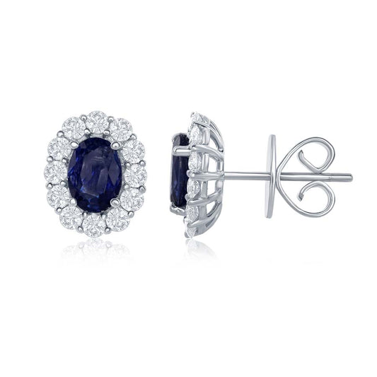 Sapphire Halo Stud Earrings