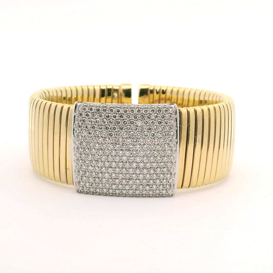 18k Yellow Gold 23mm Cuff With Diamond Cluster Center