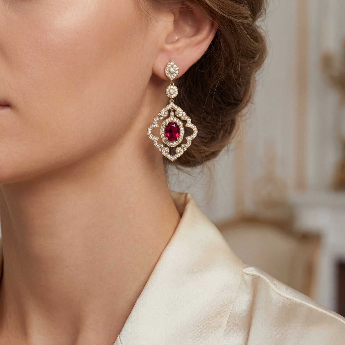 Pink Tourmaline Fancy Earrings