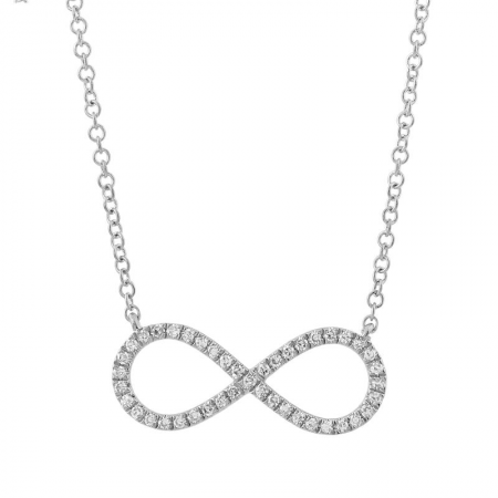 14k White Gold Pave Diamond Infinity Pendant