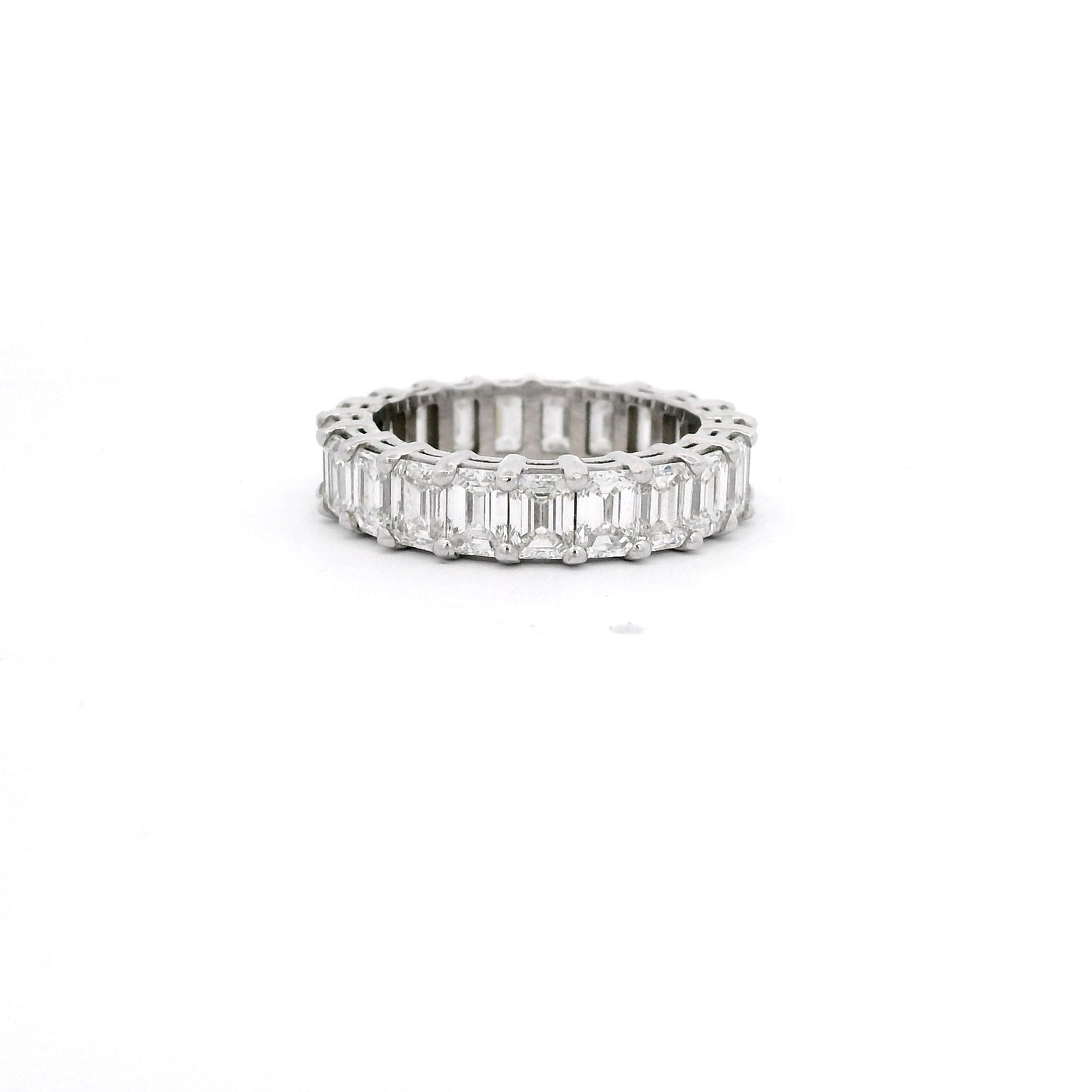 14k White Gold Emerald Cut Eternity Band