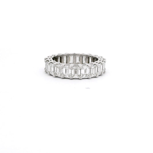 14k White Gold Emerald Cut Eternity Band