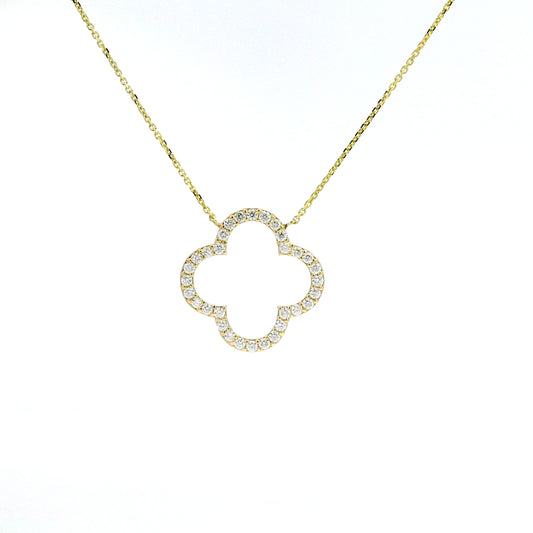 14k yellow gold diamond clover necklace