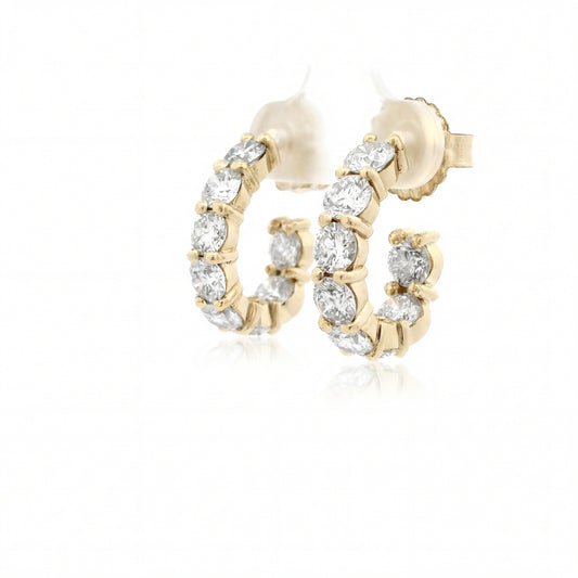 14k Yellow Gold Diamond J-Hoops.
