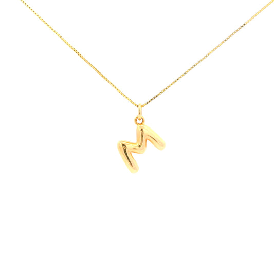 14K Yellow gold Bubble Letter Necklace