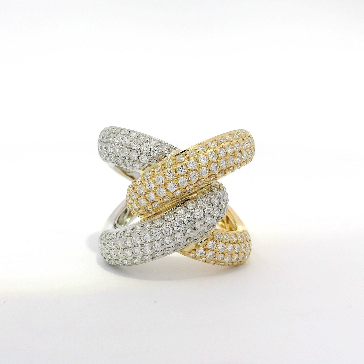 18k Yellow And White Gold Diamond Twist Ring