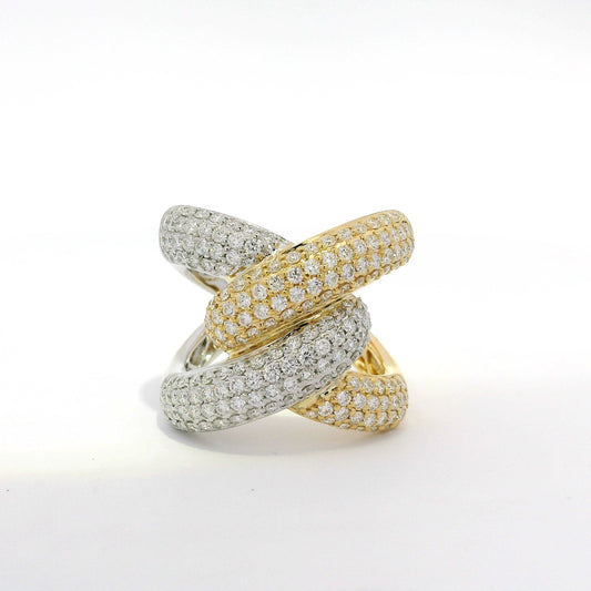 18k Yellow And White Gold Diamond Twist Ring