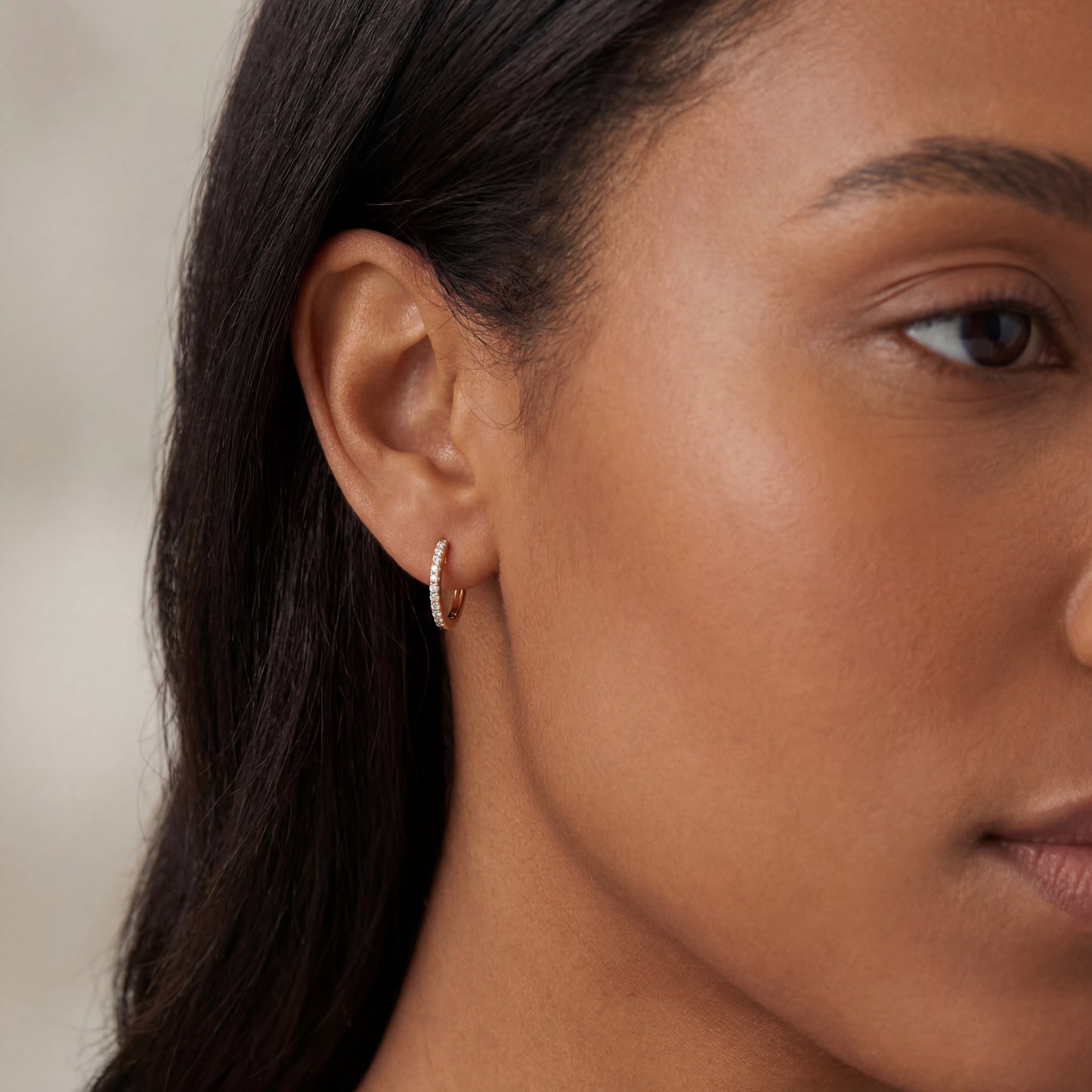 14k Yellow Gold Diamond Huggies