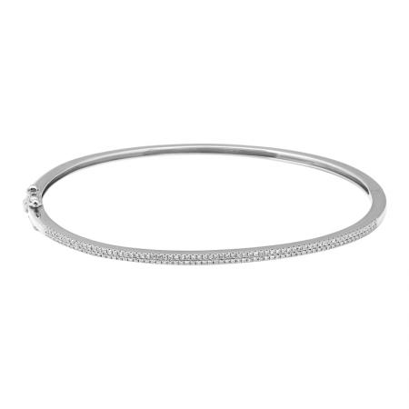 14K White Gold Double Row Diamond Bangle