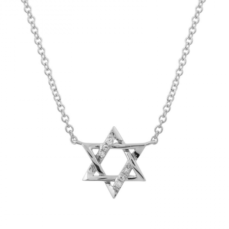 14K White Gold Star Of David Necklace