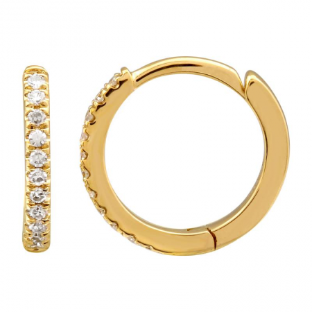 14K Yellow Gold Diamond Huggies