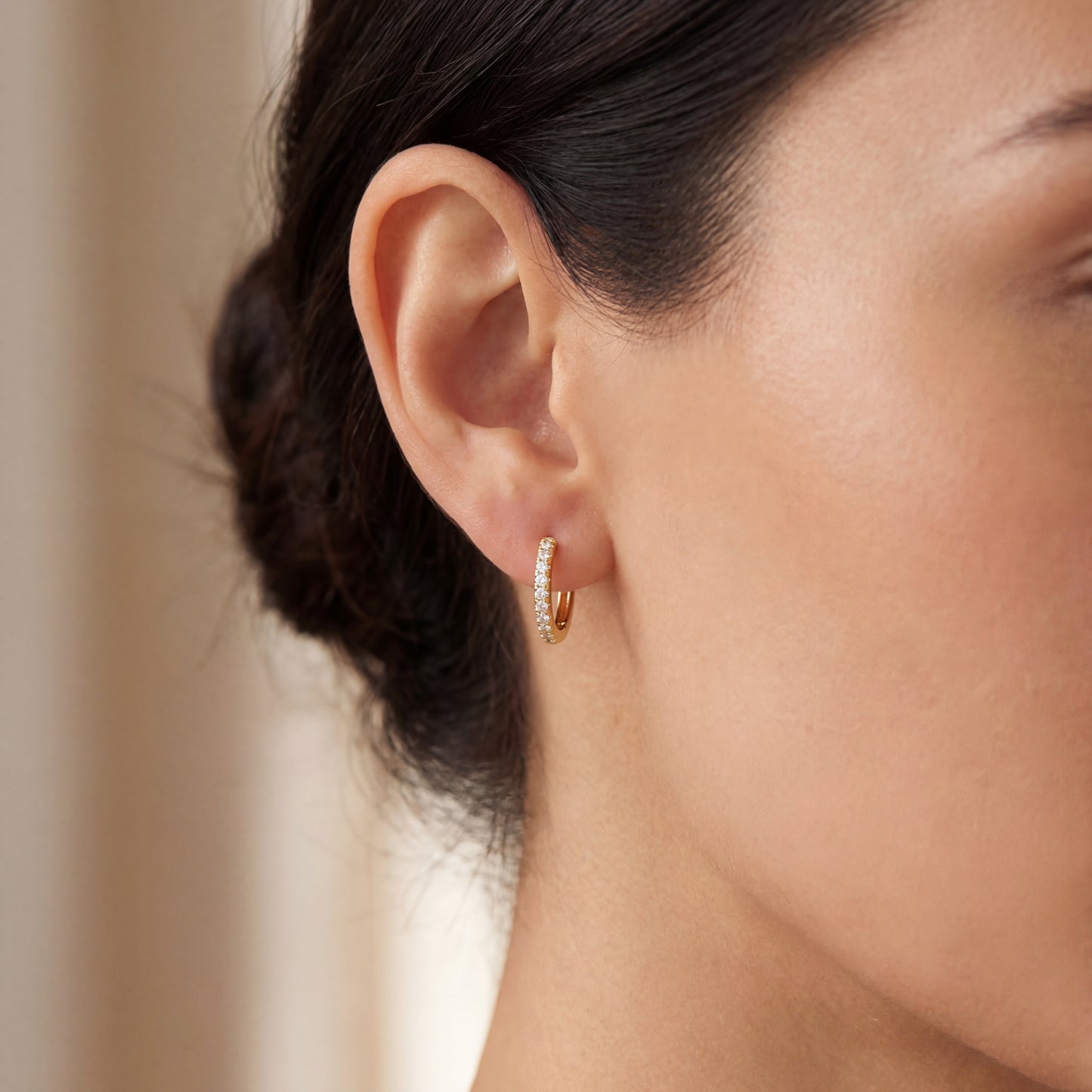 14K Yellow Gold Diamond Huggies