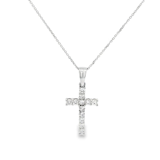 14k White Gold 1ct Diamond Cross Necklace