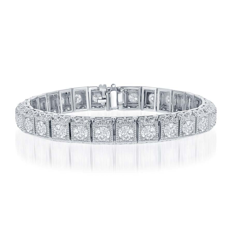 14k White Gold Diamond Milgrain Bracelet