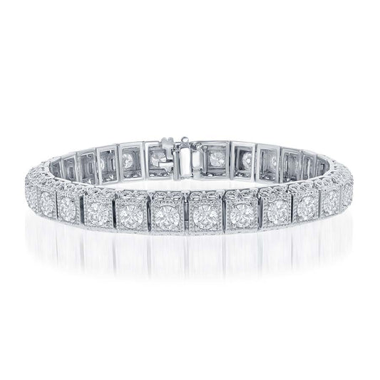 14k White Gold Diamond Milgrain Bracelet