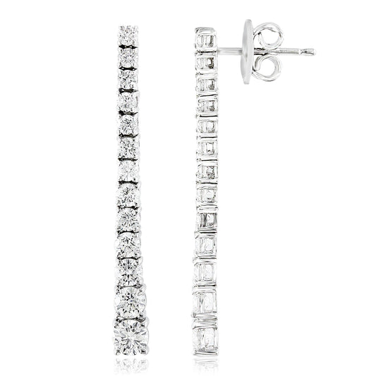 14K White Gold Diamond Drop Earrings.