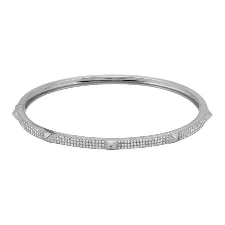 14K White Gold Pyramid Style Diamond Bangle