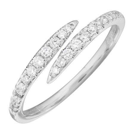 14k White Gold Bypass Diamond Stack Ring