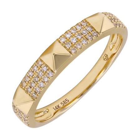 14K Yellow Gold Diamond Pyramid Ring