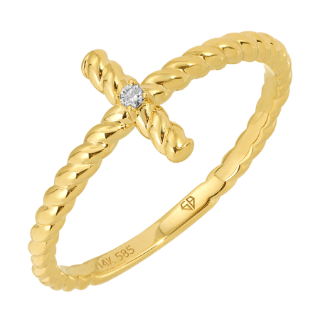 14K Yellow Gold Cross Ring