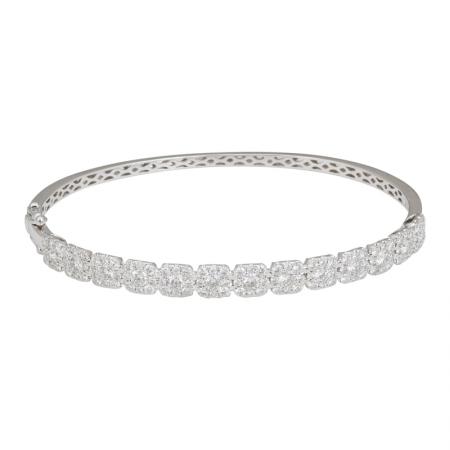 14k White Gold Diamond Halo Bangle