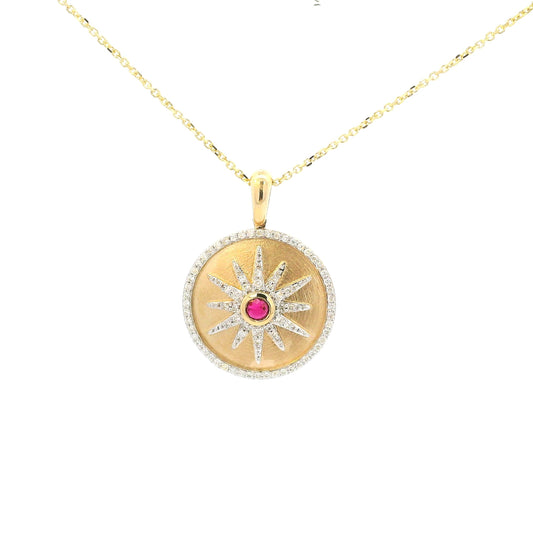 Yellow gold Ruby Starburst Necklace