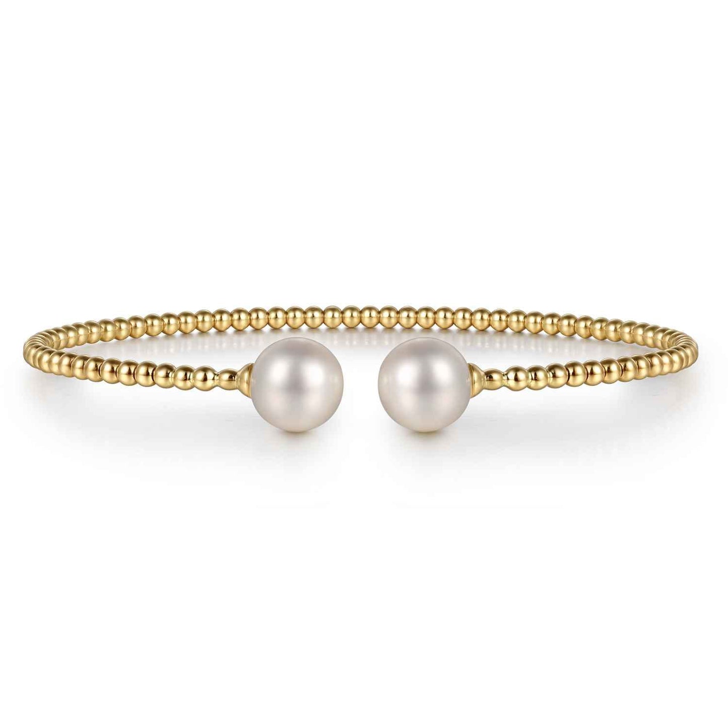 14K Yellow Gold Bujukan Pearls Split Bangle